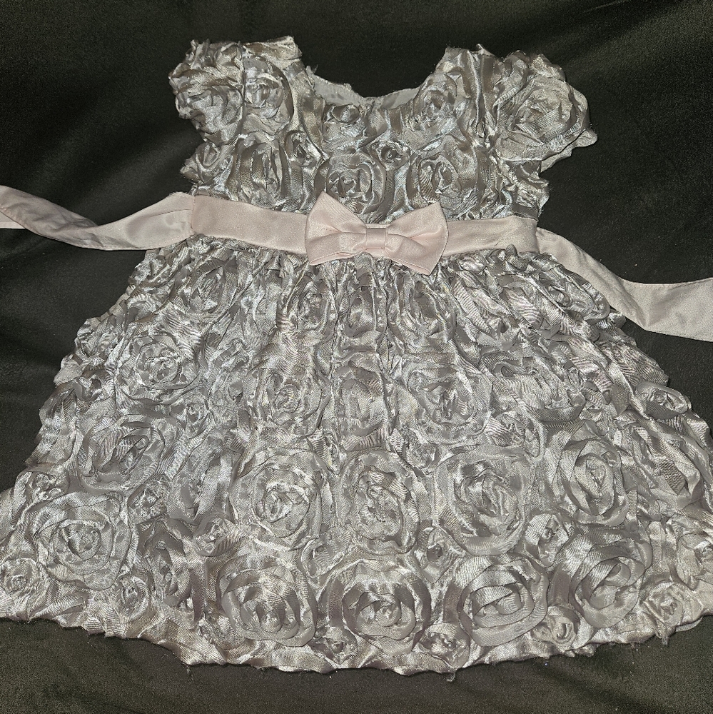 Special Occasion By Marmellata Silver Flower Dress size 18 months